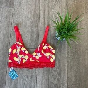 Free People Mari Printed Bralette In Red Combo Size Small